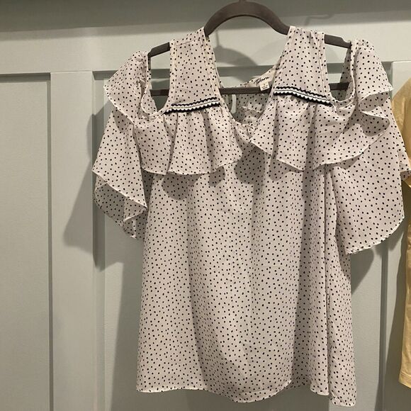 Bundle of Two Tops Women’s Small White Yellow Takara H&M Polka Dot Casual Career - Picture 5 of 16
